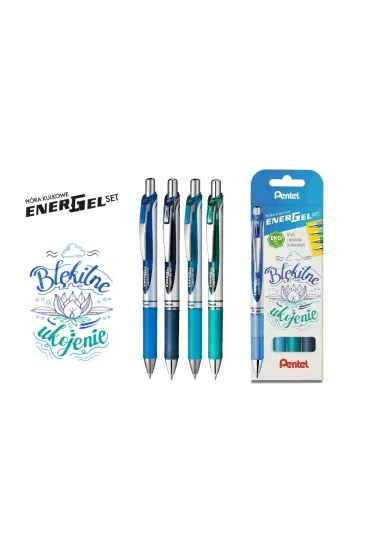 Pentel Zestaw pi�r EnerGel BL77 b��kitne ukojenie 4 szt.