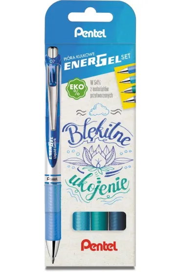 Pentel Zestaw pi�r EnerGel BL77 b��kitne ukojenie 4 szt.