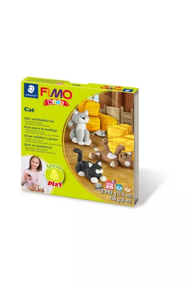 Staedtler Zestaw masy plastycznej FIMO Kids Form&Play - Koty, 4x42