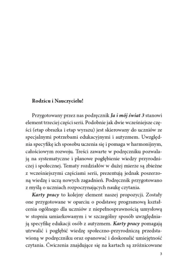 Ja i m�j �wiat 3. Lekcje dla uczni�w z autyzmem i specjalnymi potrzebami edukacyjnymi. Karty pracy