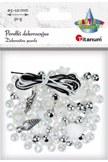 Pere�ki dekoracyjne, zestaw do zrobienia bi�uterii tonacja bia�a TITANUM CRAFT-FUN SERIES