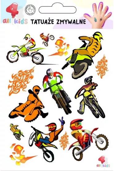 Tatua�e zmywalne dla dzieci Motory i motocykli�ci All4Kids