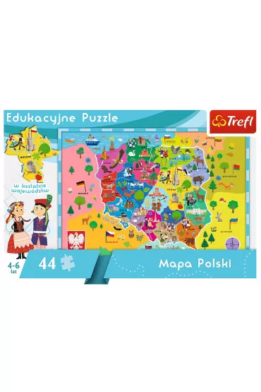 Puzzle 44 el. Mapa Polski dla dzieci Trefl