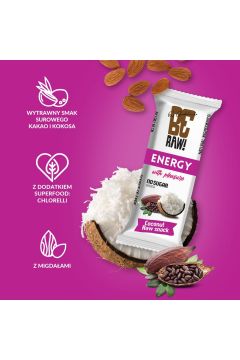 BeRAW Batony energy - surowe kakao, kokos Zestaw 6 x 40 g
