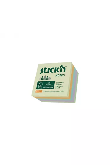 Stickn Notes kostka FSC pastel ��/pom/nieb/fiol/ziel. 51x51mm 240 kartek