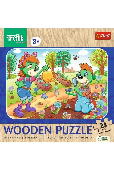 Puzzle drewniane 24 el. Poznaj Rodzin� Treflik�w
