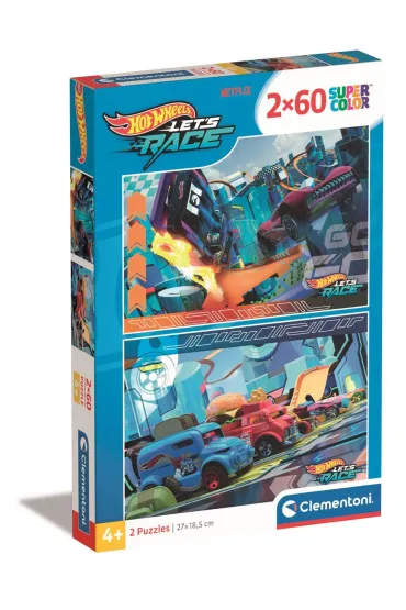 Puzzle 2x60 el. SuperColor. Hot Wheels Clementoni