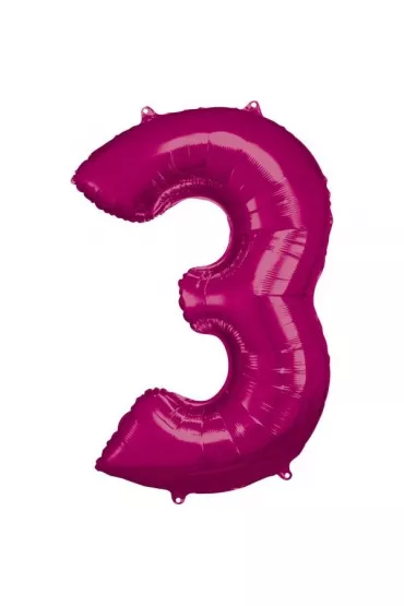 Amscan Balon foliowy cyfra 3 r�owa 58x86cm