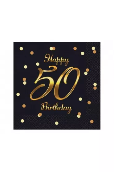 Godan Serwetki B&C Happy 50 Birthday czarne 20 szt.