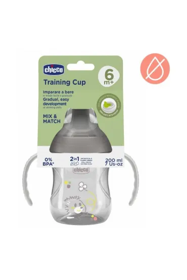 Chicco Kubek z twardym ustnikiem 200ml szary 6m+ 200 ml