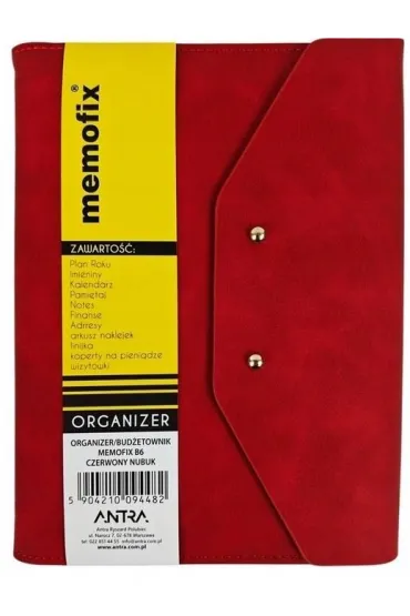 Antra Organizer Memofix B6 nubuk czerwony