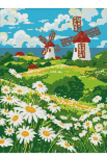 Ideyka Diamentowa mozaika bez ramy - Pole stokrotek 30x40cm