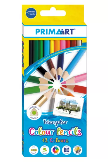 Prima Art Kredki o��wkowe tr�jk�tne 12 kolor�w