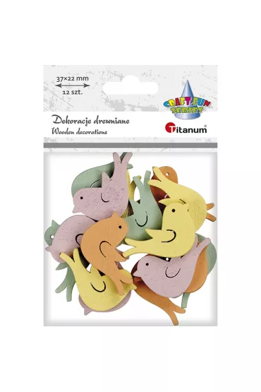 Titanum Drewniane ptaszki pastelowe Wielkanoc 37x22 mm