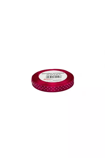 Wst��ka satynowa w kropki r�owa 12mm x 22m