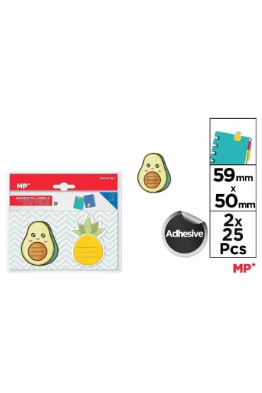 Mp Main Paper Karteczki samoprzylepne awokado/ananas 2x25szt