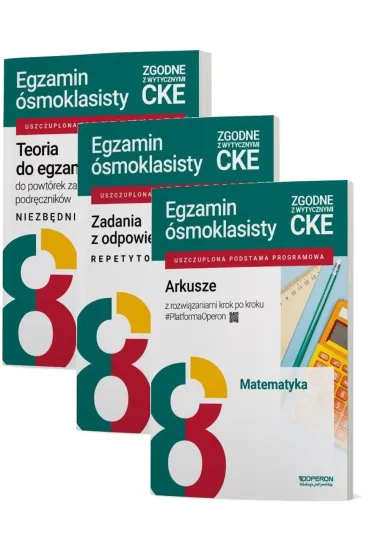 Pakiet. Egzamin �smoklasisty. Matematyka: Niezb�dnik, Zadania z odpowiedziami. Repetytorium, Arkusze z rozwi�zaniami krok po kroku