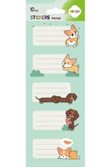 Naklejki na zeszyty Corgi Team 86x255 HAPPY COLOR 2 x 5 szt. 10 szt.