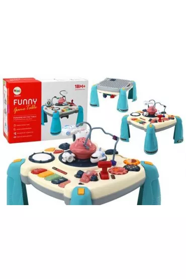 LeanToys Stolik edukacyjny interaktywny pianinko niebieskie