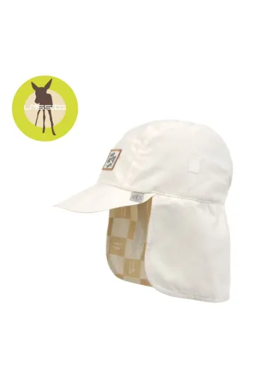 Lassig Czapka z filtrem UV80 z daszkiem i os�on� karku Splash & Fun Krata vanilla/sea salt, rozm. 52/53