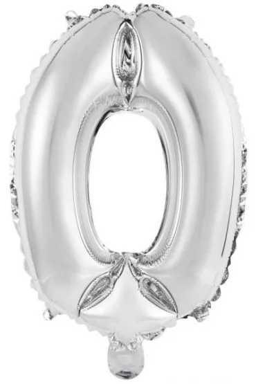Amscan Balon foliowy mini cyfra 0 srebrna 30,5x40cm