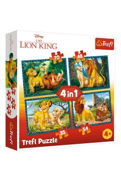 Puzzle 4w1 Krl Lew i przyjaciele Trefl