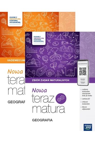 Pakiet Matura 2026: Nowa Teraz matura. Geografia. Vademecum. Do matury 2026, Nowa Teraz matura. Geografia. Zbi�r zada� maturalnych. Do matury 2026