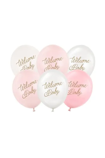 PartyDeco Balony Welcome Baby mix r�owy 30cm