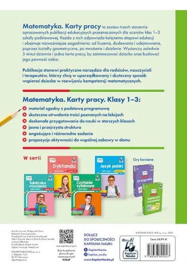 Matematyka. Karty pracy. Klasa 2. Kapitan Nauka. EDUseria - Ma�gorzata Skura