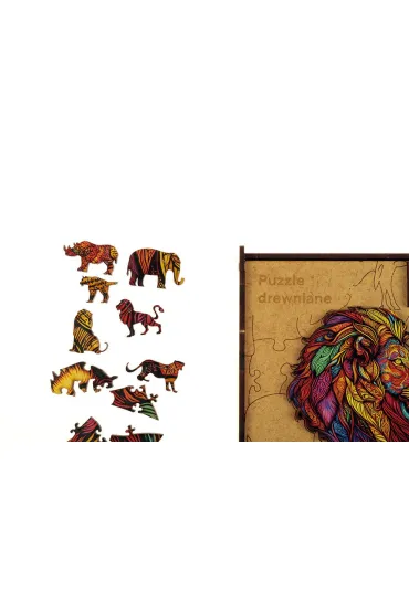 Puzzle 90 drewniane A4 Lew Panta Plast