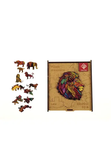 Puzzle 90 drewniane A4 Lew Panta Plast