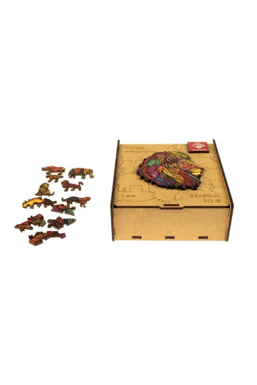 Puzzle 90 drewniane A4 Lew Panta Plast