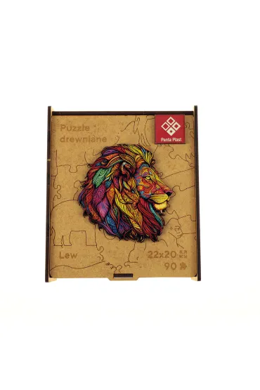 Puzzle 90 drewniane A4 Lew Panta Plast