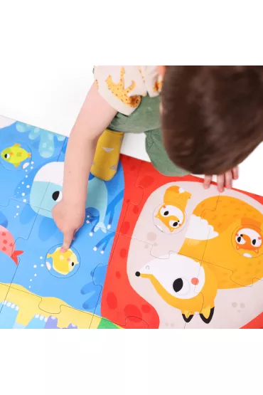 Duuue puzzle z dziurk Zwierzta Bright Junior Media