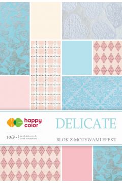 Happy Color Blok z motywami DELICATE, A4, 200g, 10 arkuszy 10 kartek