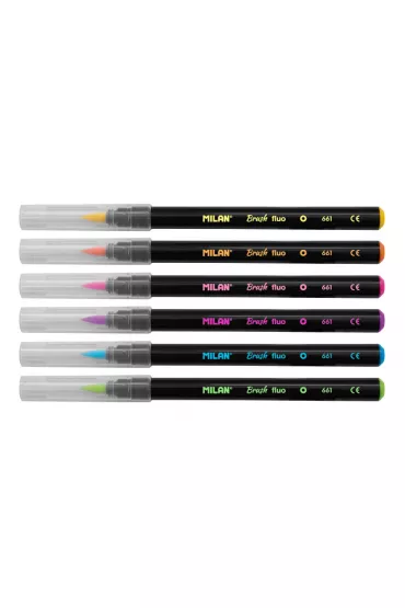Milan Flamastry z p�dzelkiem Fluo 6 szt.