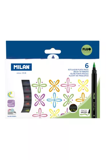 Milan Flamastry z p�dzelkiem Fluo 6 szt.