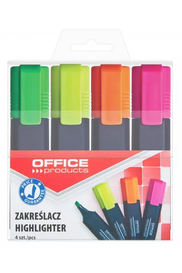 Office Products Komplet zakre�laczy fluorescencyjnych 4 kolory
