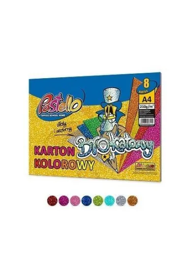 Alfa Pastello Karton brokatowy A4 210g, 8 kolor�w)