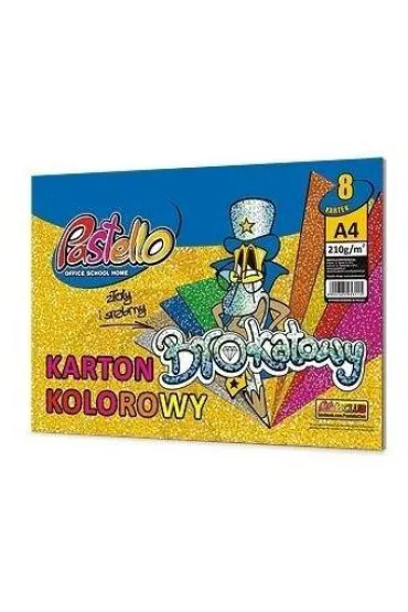Alfa Pastello Karton brokatowy A4 210g, 8 kolor�w)