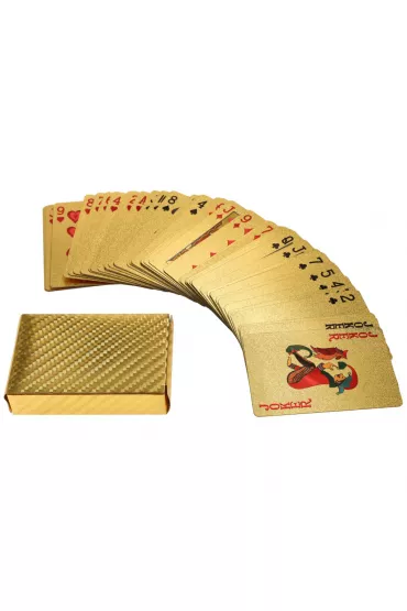 Karty do gry zestaw kart poker plastikowe z�ote talia 54szt.