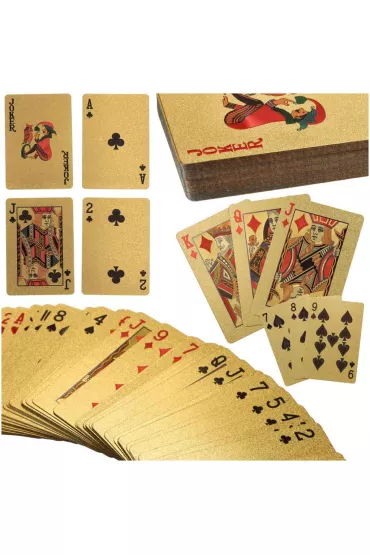 Karty do gry zestaw kart poker plastikowe z�ote talia 54szt.