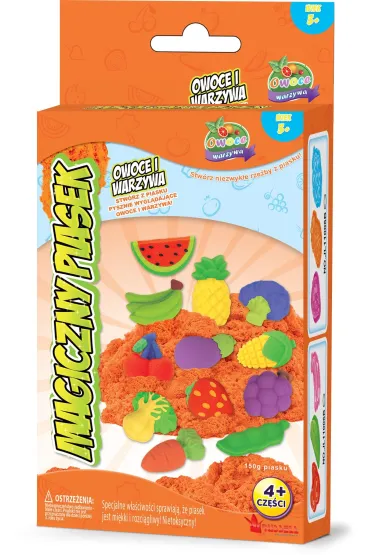 Piasek do formowania. Zestaw mini owoce i warzywa Russell