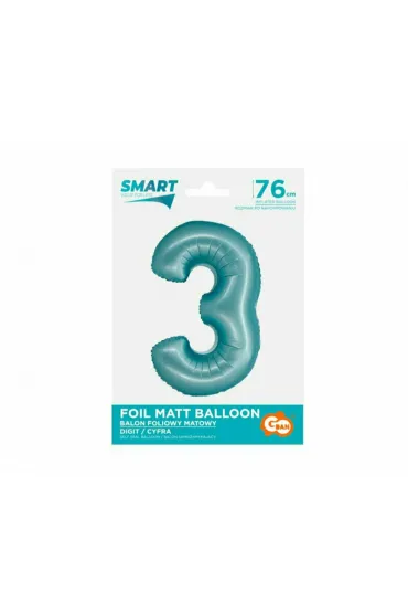 Godan Balon foliowy Smart cyfra 3 niebieski matowy 76cm