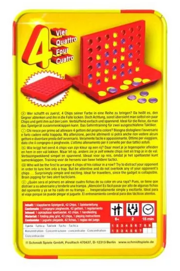 Gra Cztery w rz�dzie w metalowej puszce Schmidt Spiele-Gry