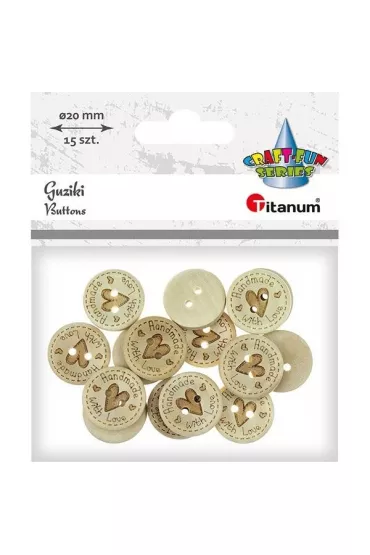 Titanum Guziki drewniane handmade with love 20 mm