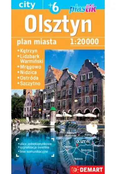 Olsztyn + 6 miast. Plan miasta 1:20 000. Plastik /2024