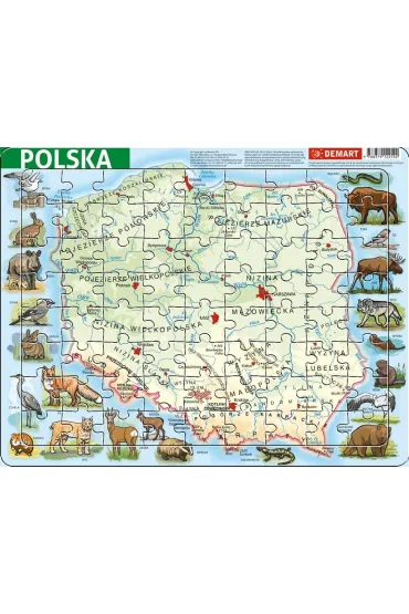 Puzzle ramkowe 72 el. Polska fizyczna Demart