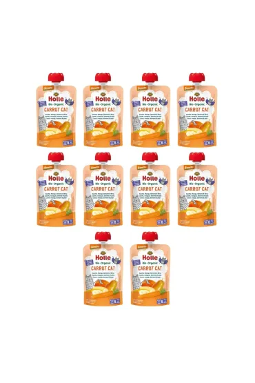 Holle Mus Marchewkowy kot (marchewka - mango - banan - gruszka) bezglutenowy od 6 miesi�ca Demeter Zestaw 10 x 100 ml Bio