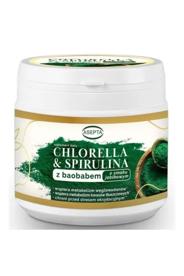 Asepta Chlorella & Spirulina z baobabem suplement diety 150 g